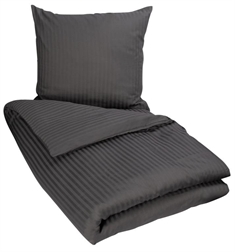 Grå junior sengetøj 100x140 cm - Antracitgrå sengesæt til junior - 100% Jacquardvævet bomuldssatin