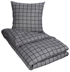 Kingsize sengetøj 240x220 cm  - Check dark gray - 100% Bomuld