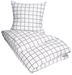 Dobbelt sengetøj 200x220 cm - Check - Gray - 100% Bomuld 