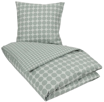Sengetøj 140x220 cm - Circle green - Prikket sengetøj - 100% Bomuld - Borg Living sengesæt