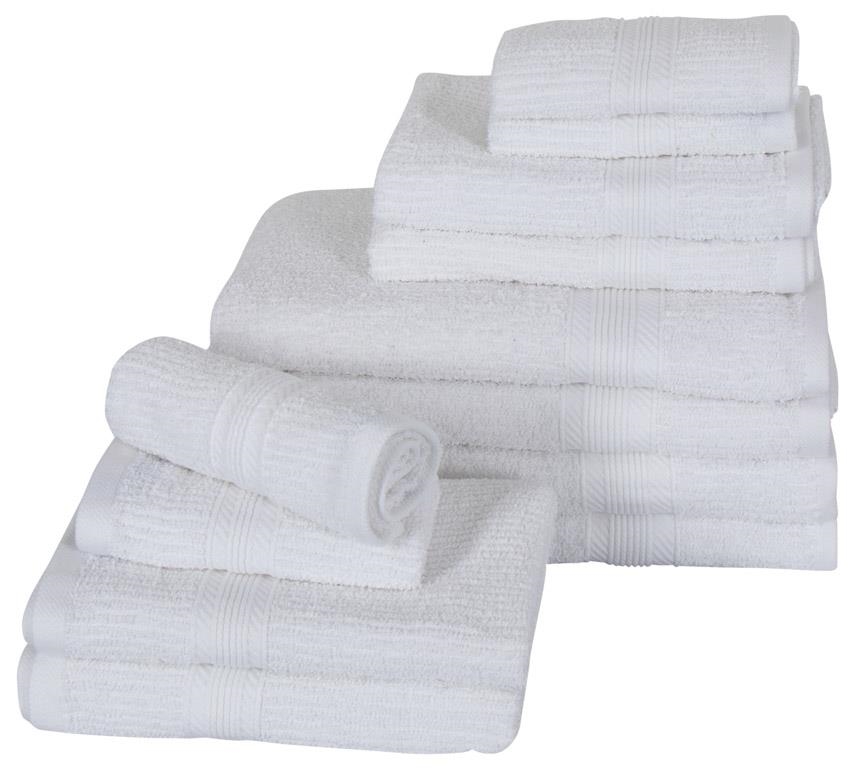 12 Pak Håndklæder • 100% Bomuld Hvide • Borg living