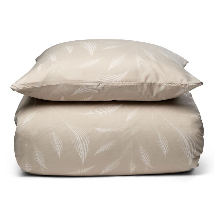 Sengetøj - Beige sengesæt med blade - Microfiber sengelinned - IN Style sengelinned 