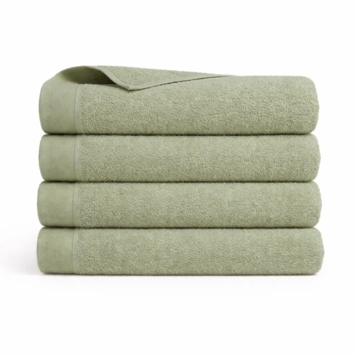 Bomulds håndklæde - 100% bomuld - Badehåndklæde 70x140 cm - Valmue - Lysegrøn
