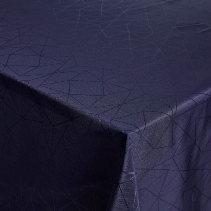 Borddug - Damask dug - Mørkeblå tekstildug - Jacquardvævet dug med geometrisk mønster - Eksklusiv festdug