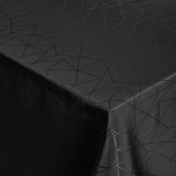 Borddug - Damask dug - Sort tekstildug - Jacquardvævet dug med geometrisk mønster - Eksklusiv festdug