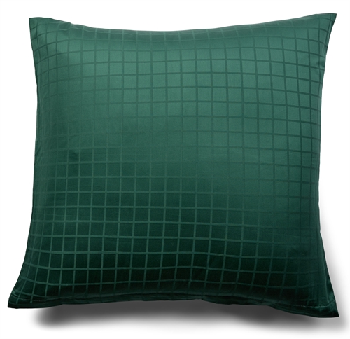 Pudebetræk 60x63 cm - GOTS certificeret økologisk bomuldssatin - Grønne jacquardvævede tern