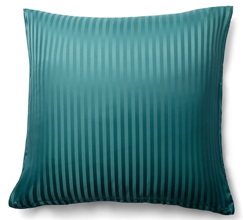 Pudebetræk 60x63 cm - Microfiber - Ensfarvet med petrol farvet striber