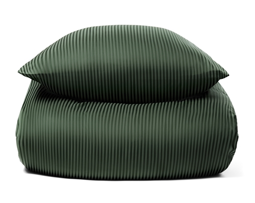 Sengetøj 200x200 cm - Grønt, stribet sengetøj - 100% Egyptisk bomuld - Dobbelt dynebetræk