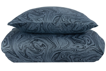 Dobbeltdyne sengetøj 200x220 cm - Marble dark blue - Blåt dobbelt sengetøj - 100% Bomuldssatin - By Night sengelinned