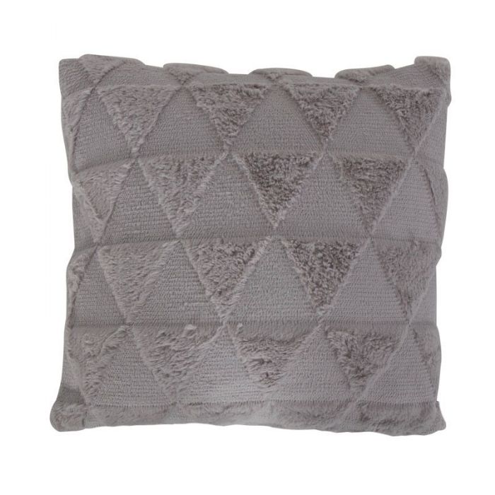 Pyntepude - 45x45 cm - Gråt betræk med trekantet mønster - Blød sofapude fra Borg living