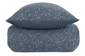 Dobbeltdyne sengetøj 200x220 cm - Zodiac blue - Stjernebillede - Dynebetræk i 100% Bomuld - Borg Living