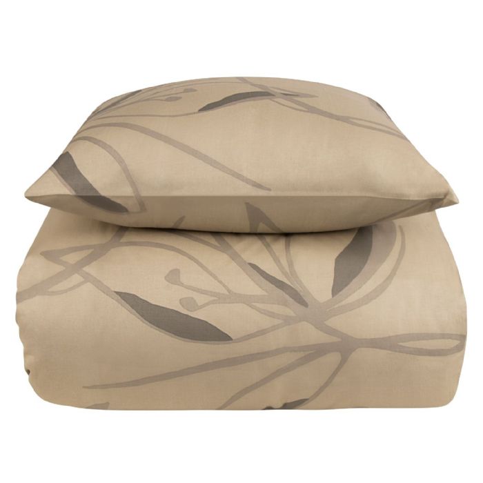 Sengetøj - 100% bomuldssatin - Iris beige blomstret sengetøj - Ekstra blødt sengesæt fra By Borg