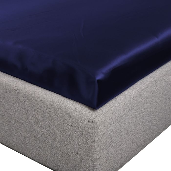 Silkelagen - Kuvertlagen 90x200x8 cm - Navy - 100% morbærsilke - By Borg