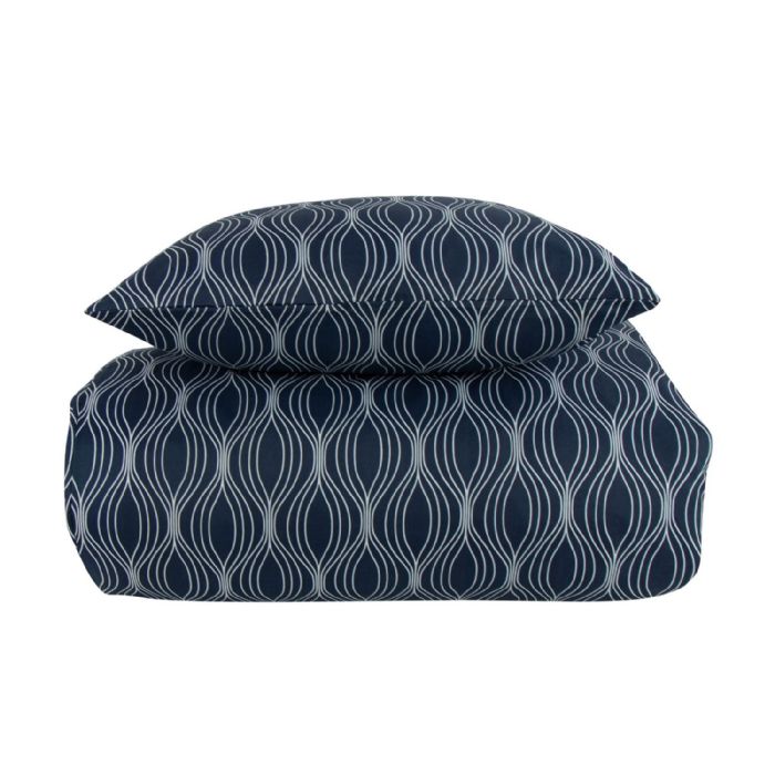 Mønstret sengetøj - Wave blåt sengesæt - IN Style sengelinned i mikrofiber 