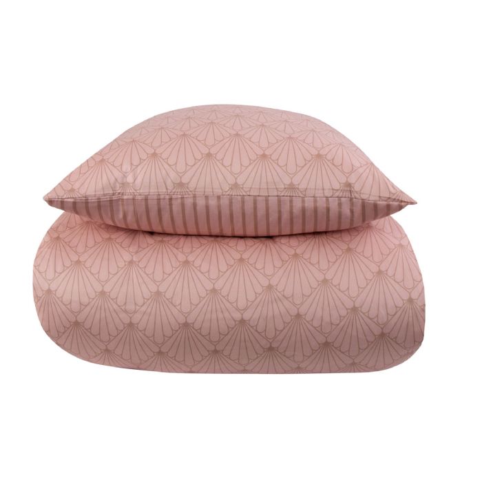 Sengetøj - Vendbart design i 100% Bomuldssatin - Fan peach - Sengesæt fra By Night