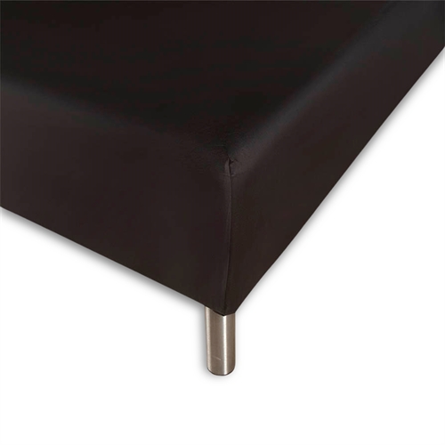 Boxlagen 140x210 cm - Sort - 100% Bomuldssatin - Faconlagen til madras
