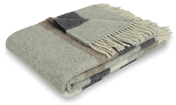 Uldplaid - 100% Ny ren uld  - 130x200 cm - Blødt uldtæppe i stribet grå - Nordstrand Home plaid