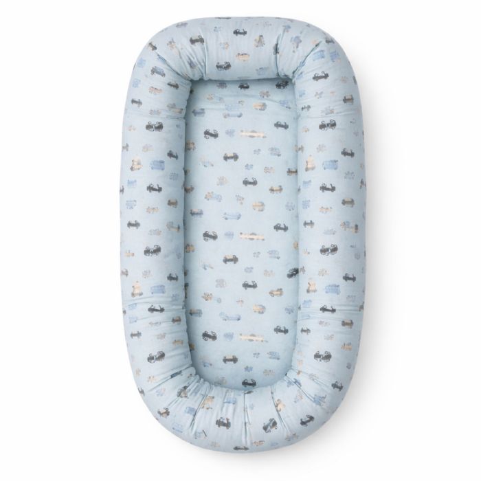 Babynest - 82x46x15 cm - Blå med biler 