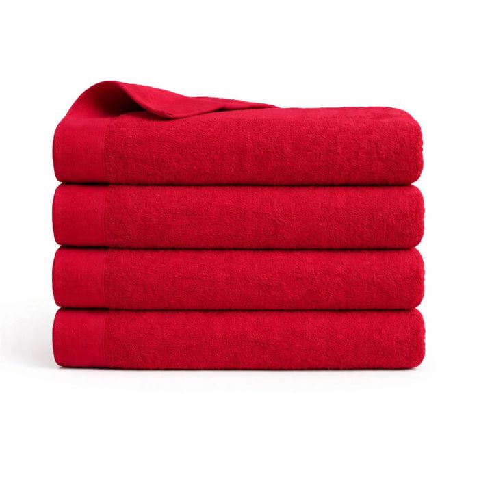 Bomulds håndklæde - 100% bomuld - Badehåndklæde 70x140 cm - Valmue - Rød